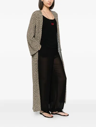 Siyu Geometric-print Wrap Coat In Neutral