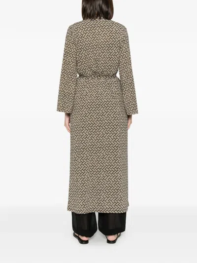 Siyu Geometric-print Wrap Coat In Neutral