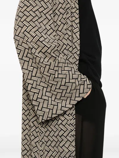 Siyu Geometric-print Wrap Coat In Neutral