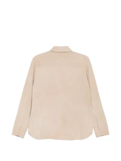 Antonelli Andrew Suede-finish Leather Shirt In Neutral