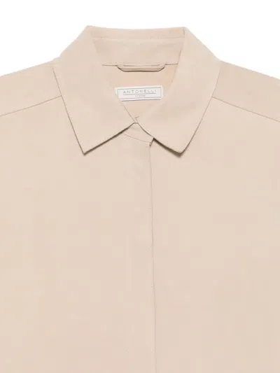 Antonelli Andrew Suede-finish Leather Shirt In Neutral