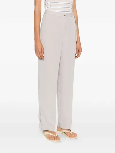 Herno Grosgrain-detail Slit-hem Trousers In White