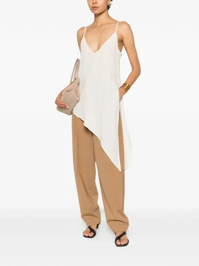 Covert Asymmetric-hem V-neck Top In Neutral