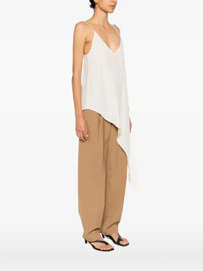 Covert Asymmetric-hem V-neck Top In Neutral