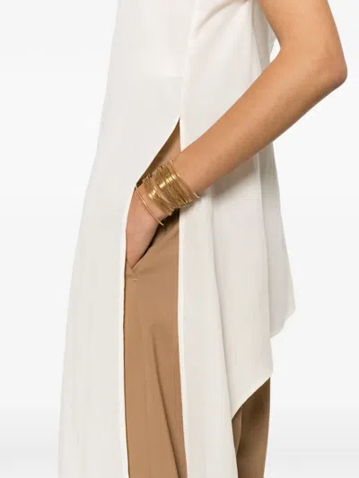 Covert Asymmetric-hem V-neck Top In Neutral