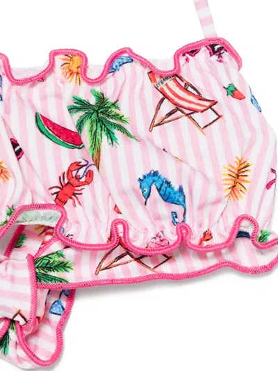 Mc2 Saint Barth Emy Ruffled-trims Bikini In Pink
