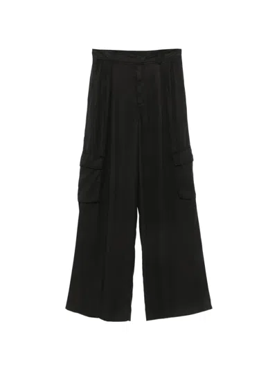 Iceberg Satin-finish Cargo-pocket Palazzo Pants In Black