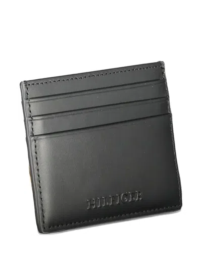 Tommy Hilfiger Logo Leather Card Holder In Gray