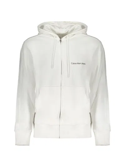 Calvin Klein Logo-print Zip-up Hoodie In White