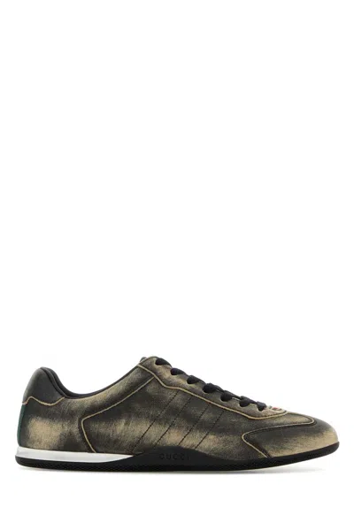 Gucci Leather Shift Sneakers Low Top Rubber Sole In Multi