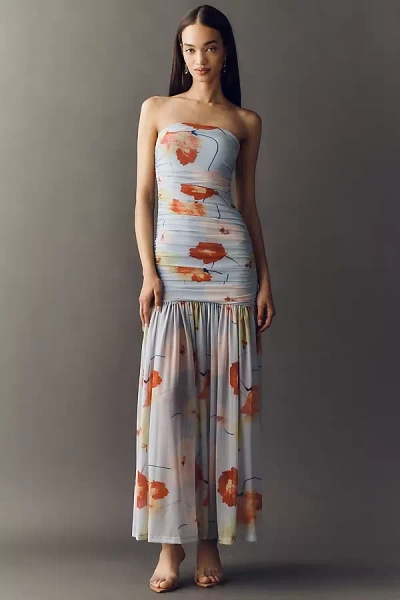 Bardot Solana Floral Strapless Mesh Maxi Dress In Multi