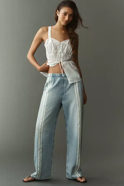 Rag & Bone Logan Featherweight Pull-on Wide-leg Jeans In Blue