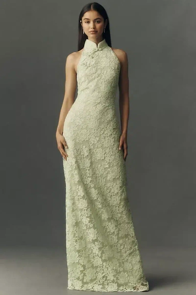 Sau Lee Gillian Lace Maxi Dress In Green