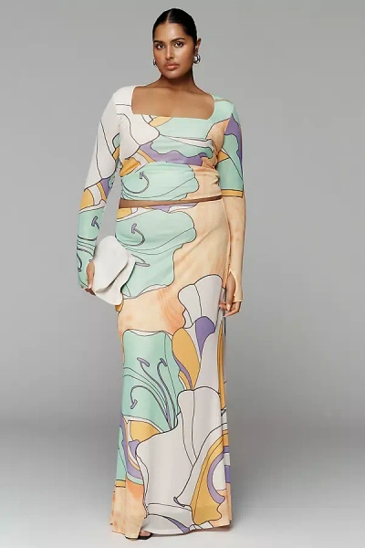 Afrm Plus Ines Power Mesh Long-sleeve Top In Multi