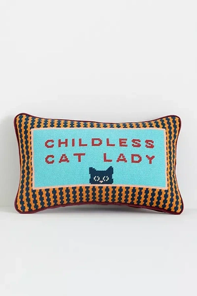 Furbish Studio Petite Needlepoint Pillow In Blue