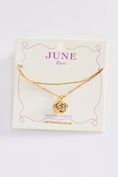 By Anthropologie Birth Flower Necklaces, Set Of 2 In Gold