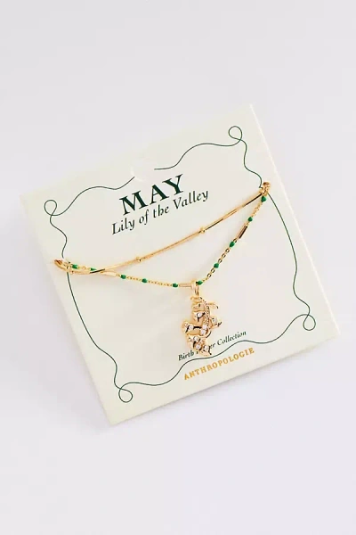 By Anthropologie Birth Flower Necklaces, Set Of 2 In Green