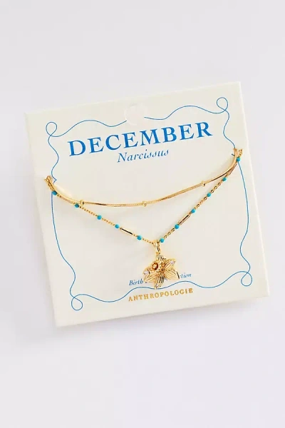 By Anthropologie Birth Flower Necklaces, Set Of 2 In Gold