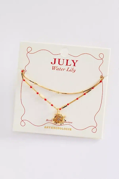 By Anthropologie Birth Flower Necklaces, Set Of 2 In Pink