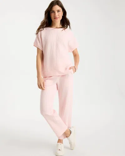 Chico's French Terry Cropped Pants In Pink Lotus In Pink