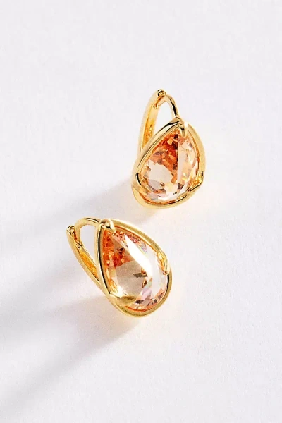 By Anthropologie Pear-cut Honey Crystal Hoop Earrings In Orange