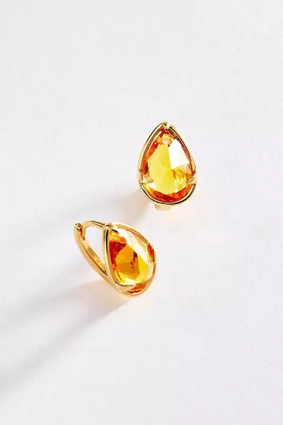By Anthropologie Pear-cut Honey Crystal Hoop Earrings In Gold