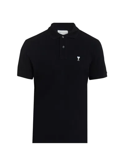 Ami Alexandre Mattiussi Black Polo Shirt With Ami De Coeur Logo Embroidered On The Front In Cotton Man In Multi