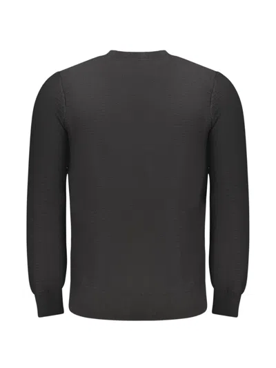 Hugo Boss Logo-patch Waffle-knit Sweater In Black