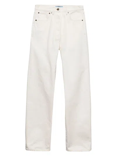 Prada Old Denim Five-pocket Jeans In White
