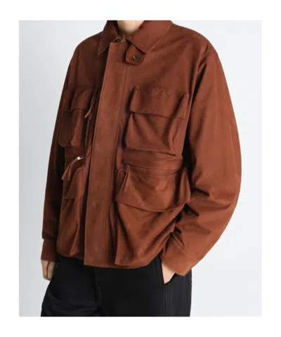 Lemaire Patch-pocket Jacket In Brown