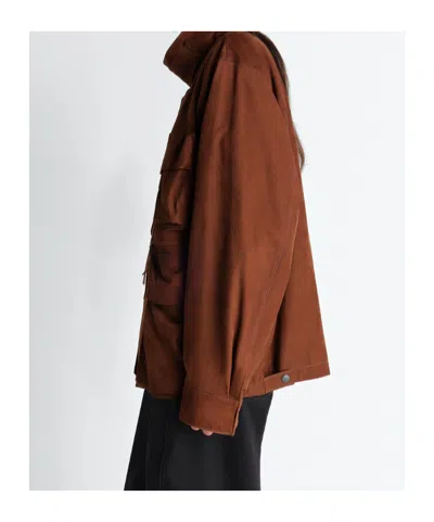 Lemaire Patch-pocket Jacket In Brown