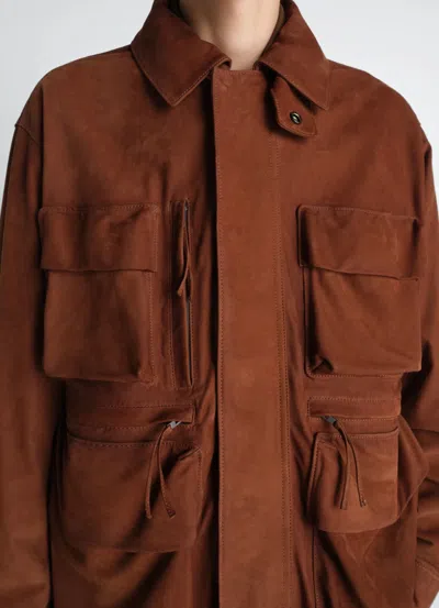 Lemaire Patch-pocket Jacket In Brown