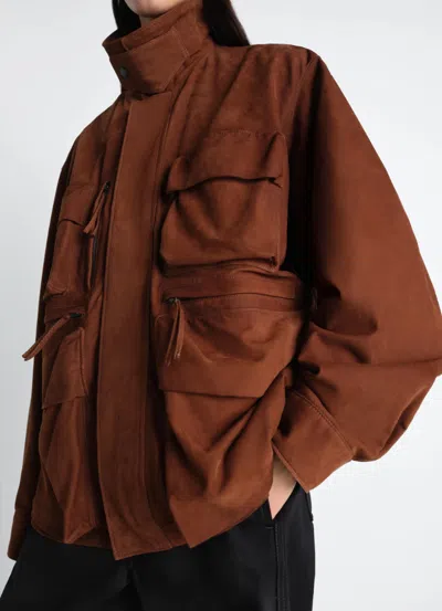 Lemaire Patch-pocket Jacket In Brown