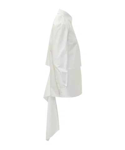 Msgm Asymmetric-hem Draped Shirt In White