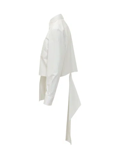 Msgm Asymmetric-hem Draped Shirt In White