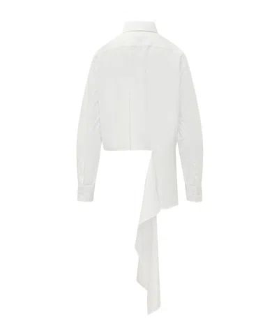 Msgm Asymmetric-hem Draped Shirt In White