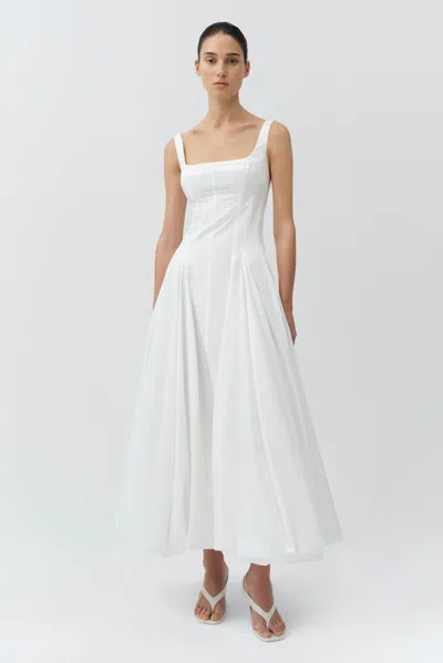 Simkhai Women's Hally Cotton Poplin Gathered Bubble Midi Dress In White