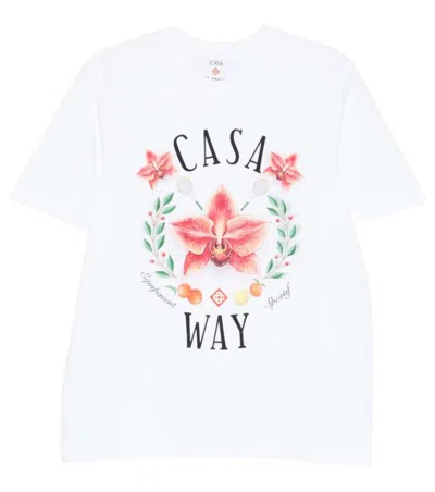 Casablanca Casa Way Orchid Organic Cotton T Shirt In White