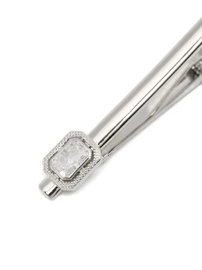 Tateossian Halo Rectangular Crystal-embellished Tie Clip In Silver