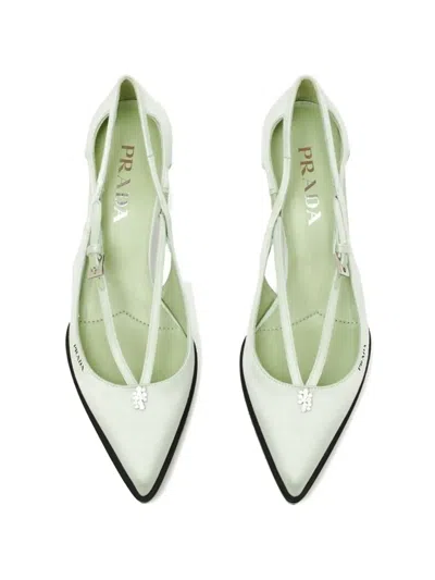 Prada Bicolor Silk Mid Heel Pumps In Multi