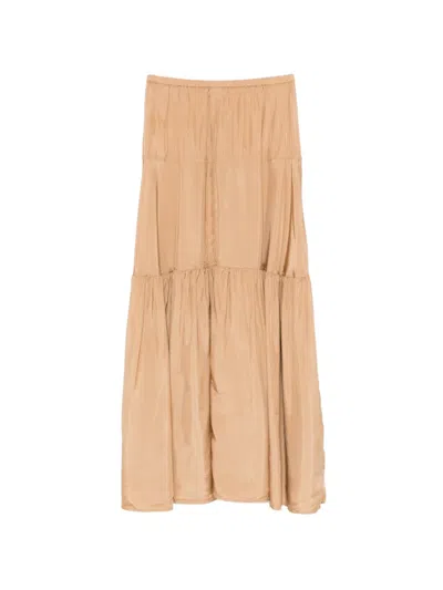 Aspesi Tiered Elasticated Skirt In Neutral