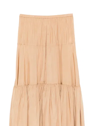 Aspesi Tiered Elasticated Skirt In Neutral