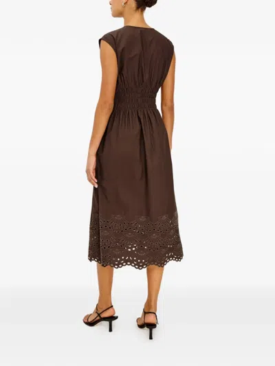 ROXANNE EYELET-EMBROIDERED MIDI DRESS
