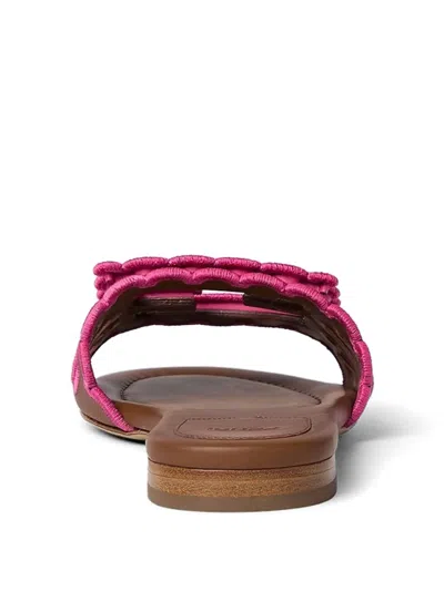 Fendi Baguette Embroidered Nappa Leather Slides In Multi