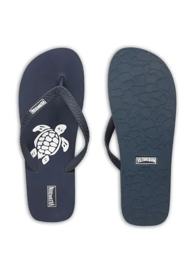 Vilebrequin Turtle-scale Effect Flip-flops In Blue