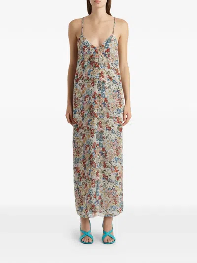 Khaite Taja Floral-print Silk-chiffon Dress In Multi