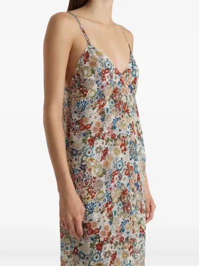 Khaite Taja Floral-print Silk-chiffon Dress In Multi