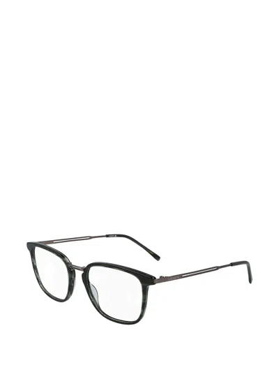 Lacoste Striped Rectangle-frame Glasses In Black