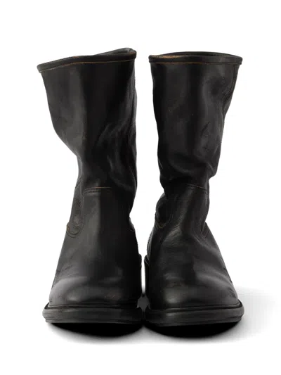 Prada Vintage-effect Leather Boots In Black