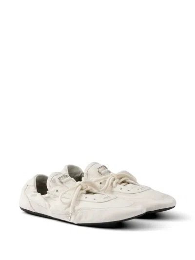 Prada Collapse Denim Sneakers In Neutral